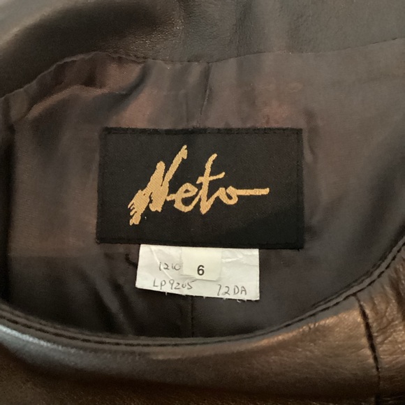 Neto 100% Lambskin Leather High Waisted Pants Colour Brown Size 6 - Picture 3 of 10